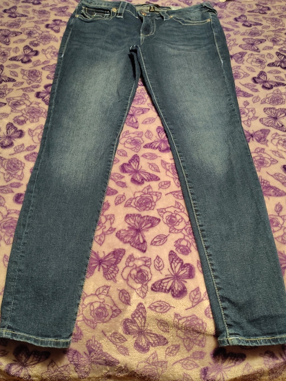 True Religion Slim Skinny Jeans in Dark Blue Wash